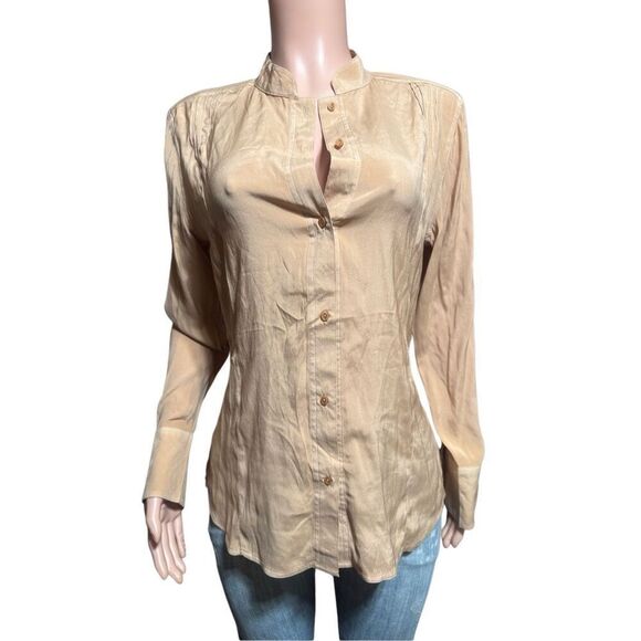 Pulp long sleeve mandarin collar hazelnut Shirt M - Picture 1 of 8